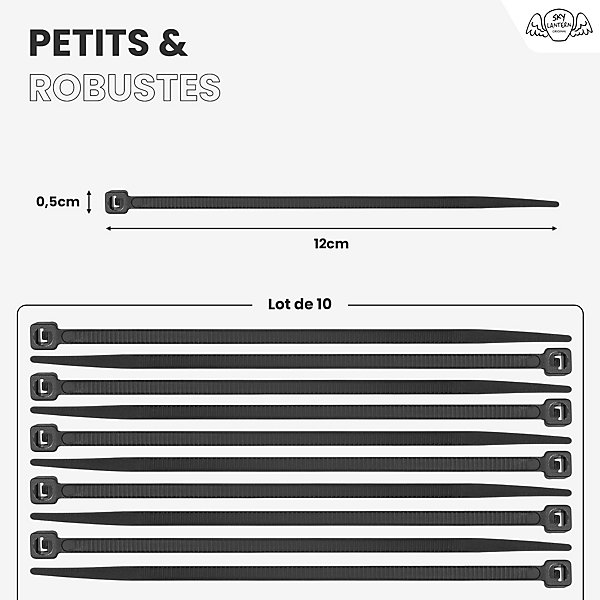 Pack de 10 Colliers de Serrage en Plastique Noir - 2,5 x 100 mm