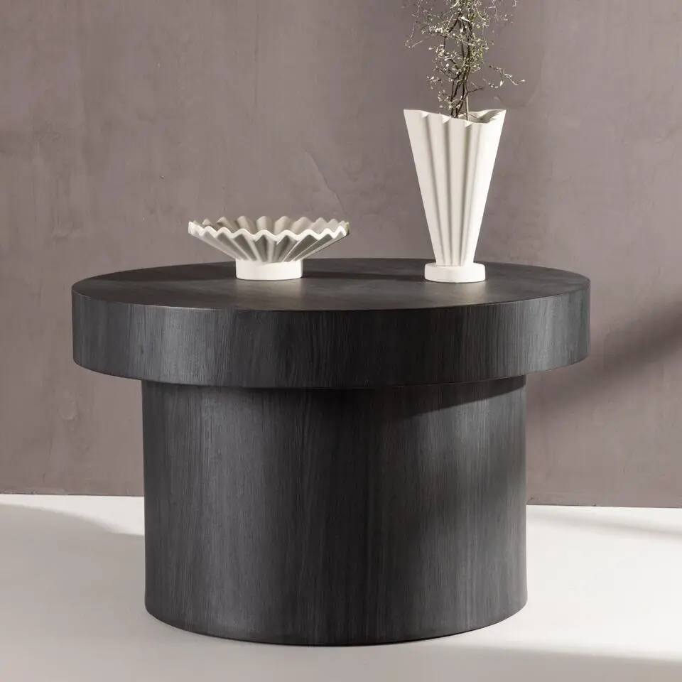 Salontafel Zwart Hout - &Oslash;80x50cm - Malung