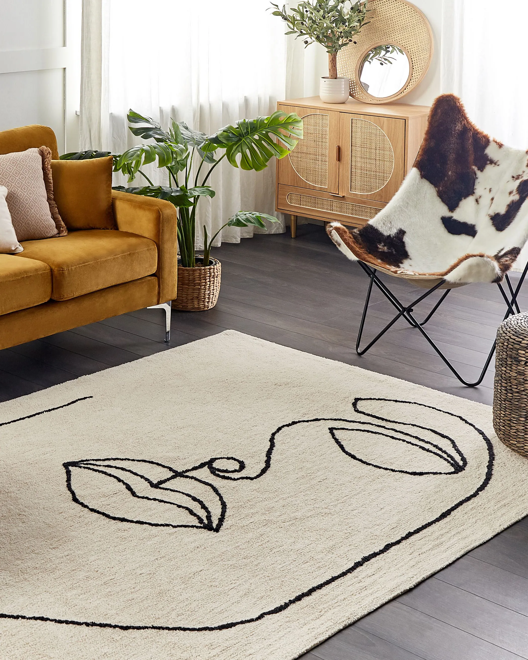 Rug BAYIR Beige 160 x 230 cm Cotton
