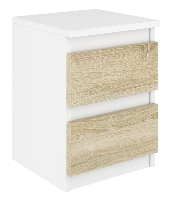 Szafka nocna BASIC 2 szuflady – Dąb Sonoma/Biała | 30x41x30 cm