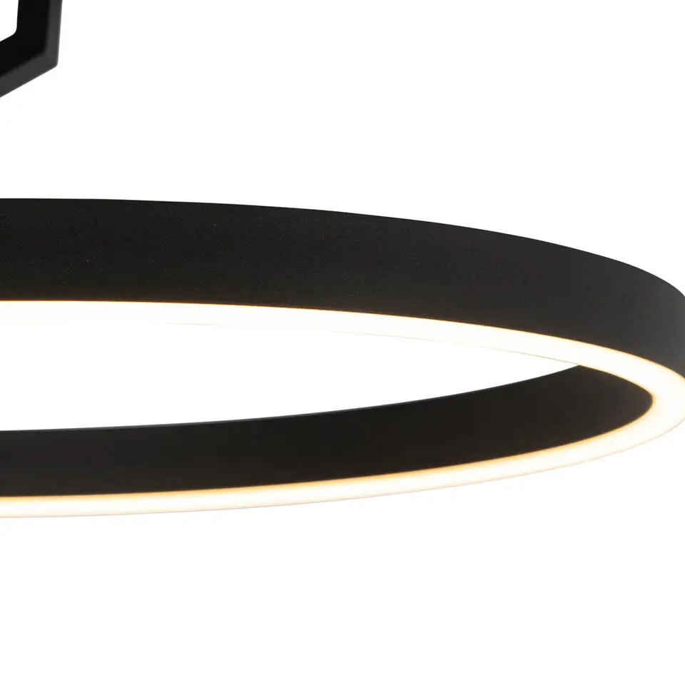 Qazqa plafondlamp anello zwart ge?ntegreerde led
