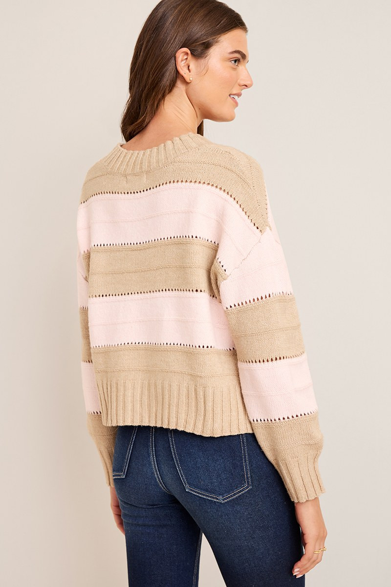 Cindy V Neck Striped Sweater