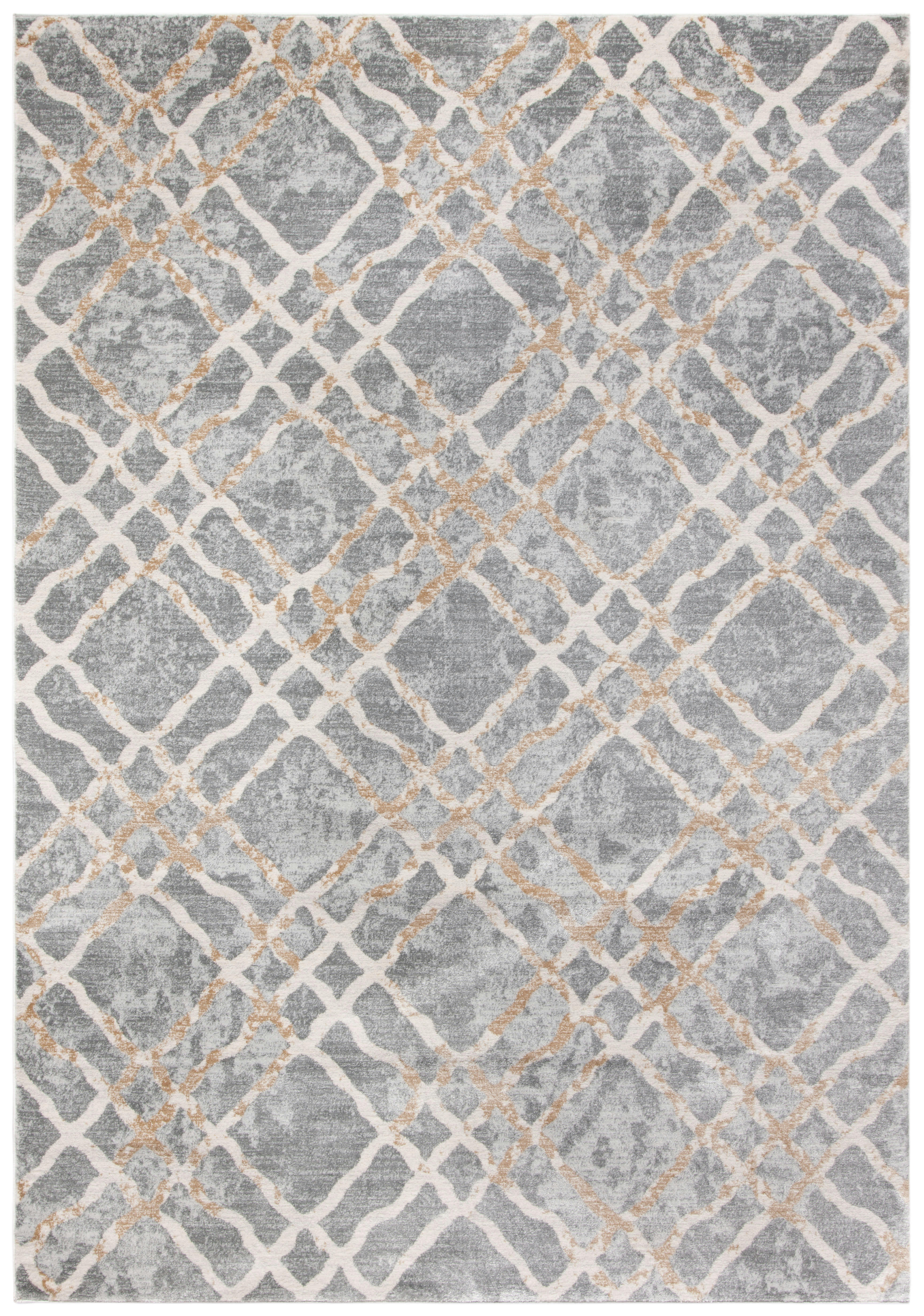 ISABELLA - Tapis de salon interieur en argent & ivoire, 122 x 183 cm