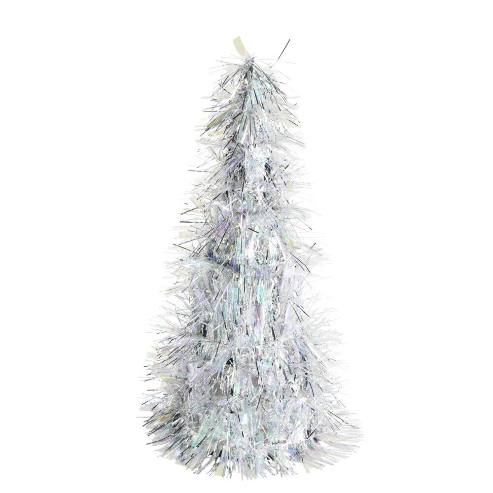 Sapin de No&euml;l mini à poser aspect guirlande scintillante Ø18xH33cm (4 modèles)