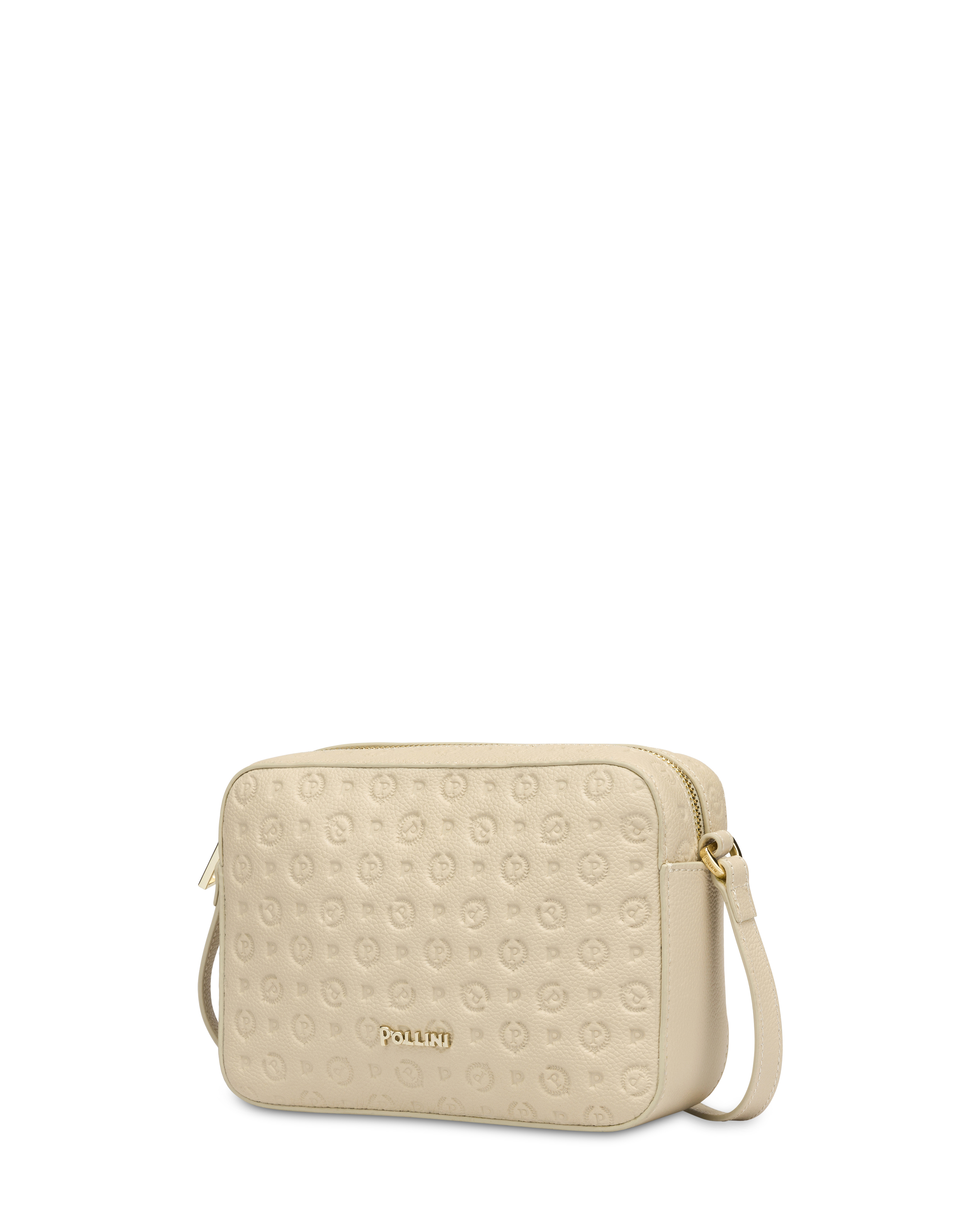 Borsa A Tracolla Heritage Logo Embossed Avorio