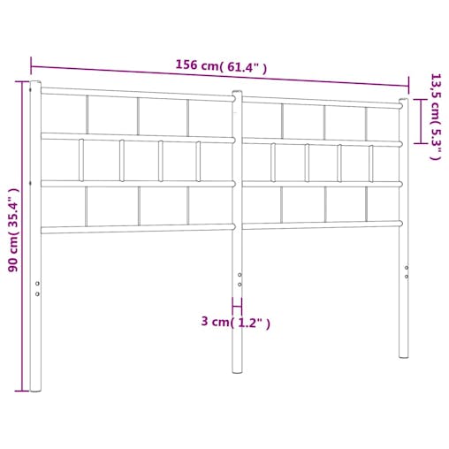 NNEVL Metal Headboard Black 152 cm