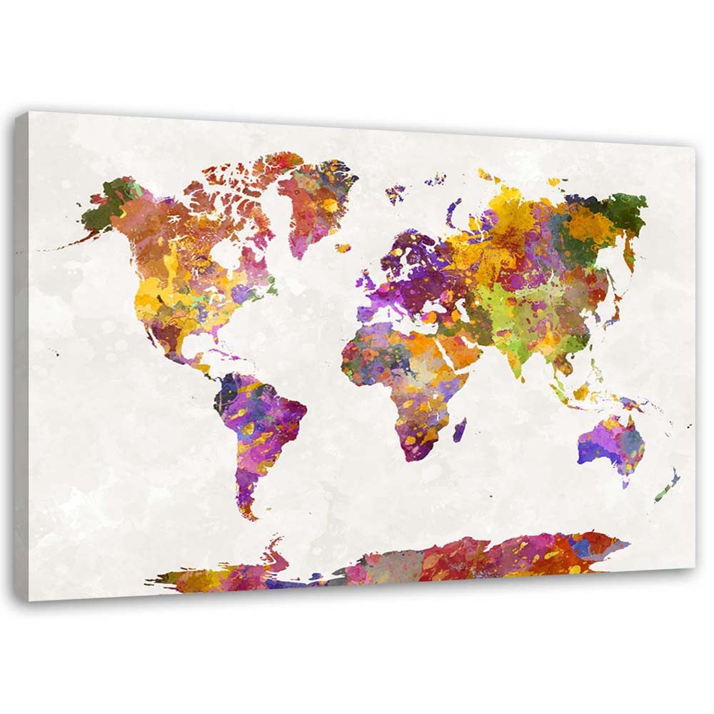 Feeby Obraz Mapa świata z akwarelowych plam 60x40