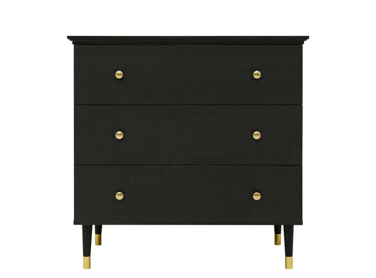 CLOË - Commode avec 3 tiroirs en MDF et panneaux de particules noir mat