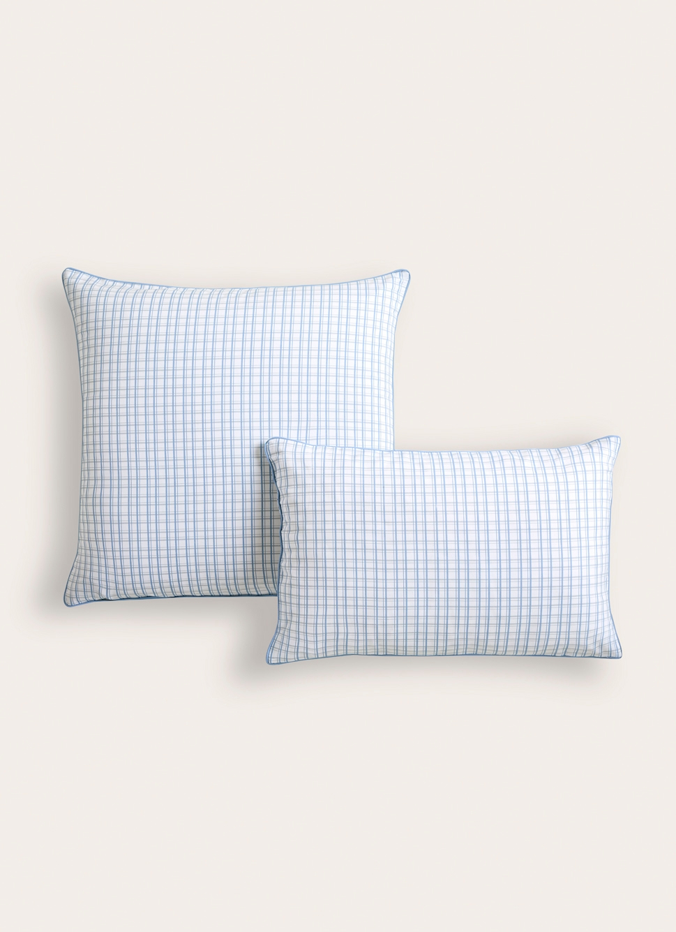 TAIE D'OREILLER ENFANT à CARREAUX TARTAN BLEU