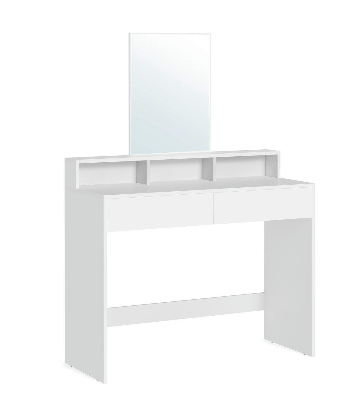 - Coiffeuse 2 tiroirs et 3 petites niches avec miroir - H140 cm