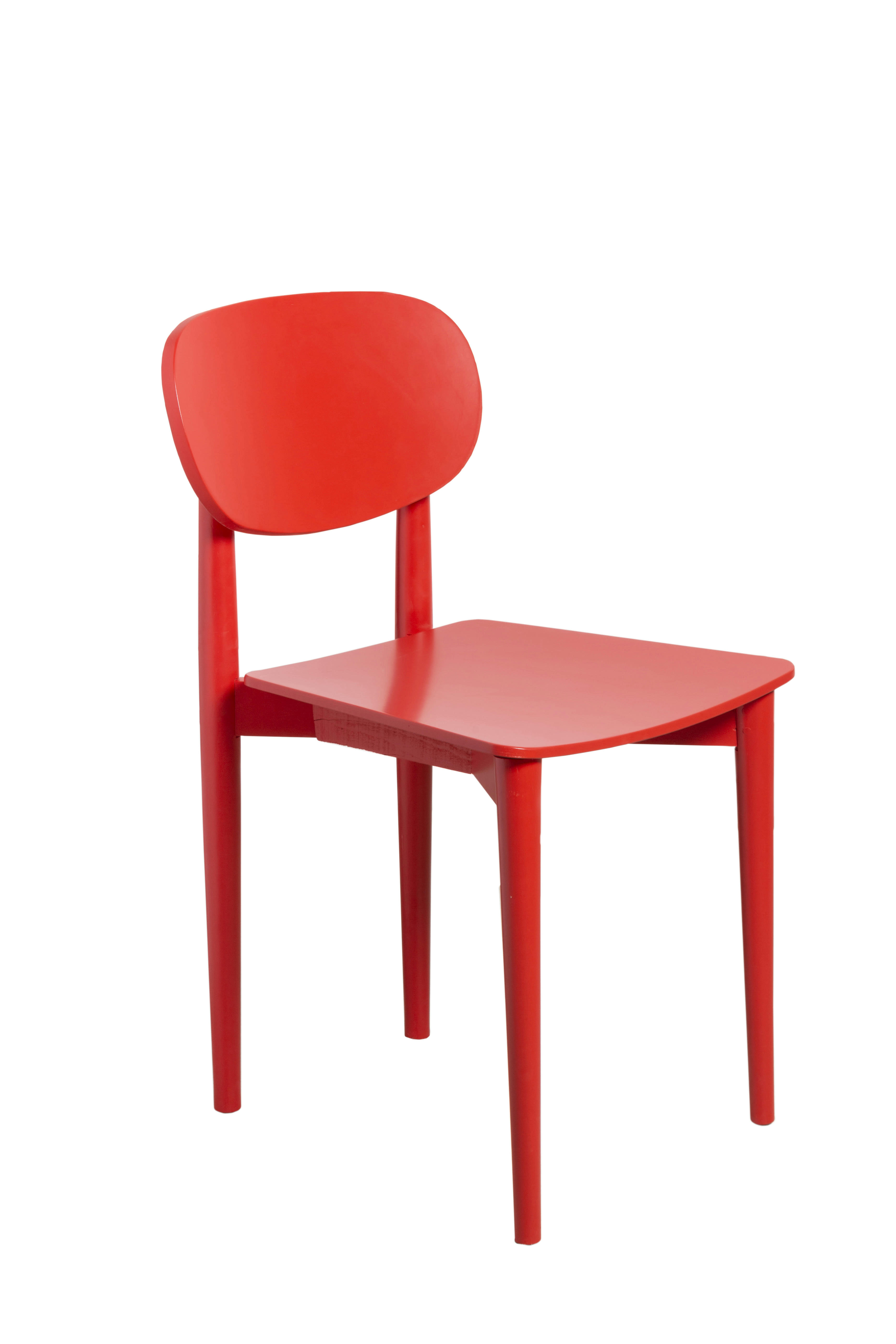SANDRO - Chaise en bois de hêtre massif Rouge flamme