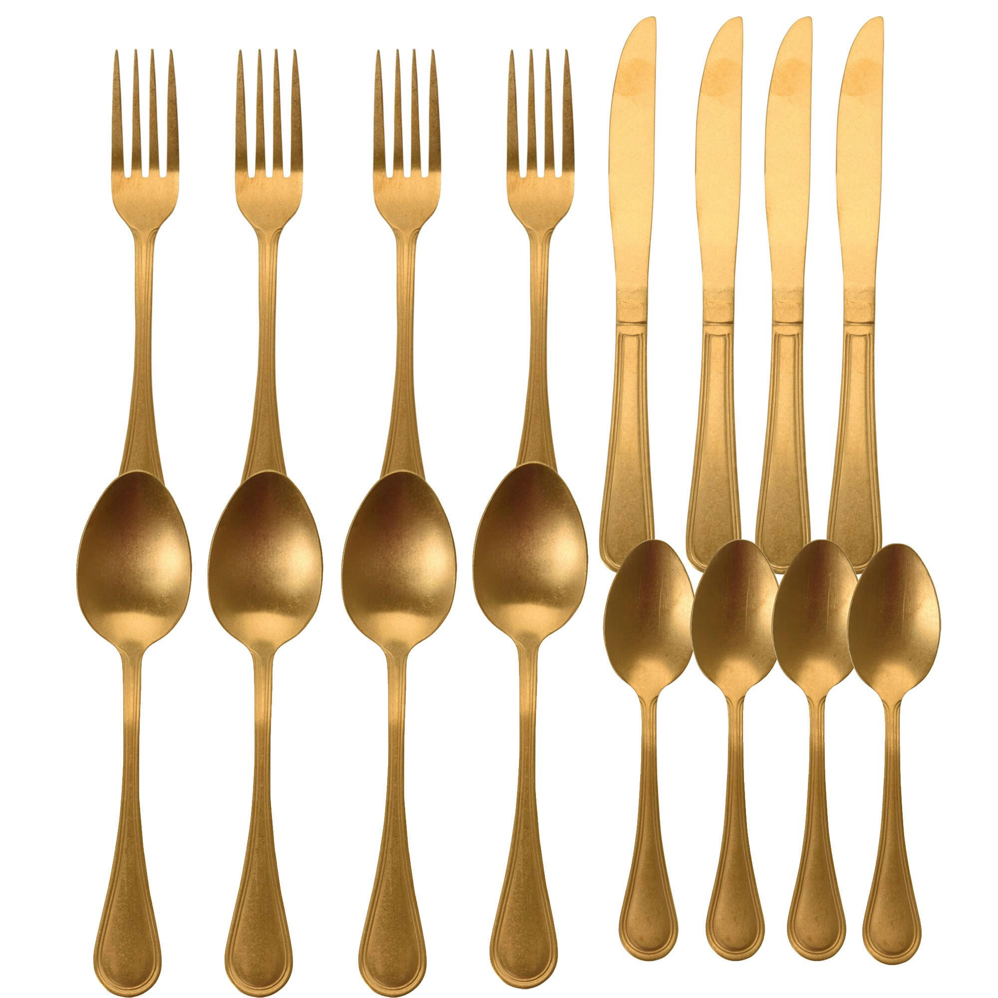 - Couverts de table en acier inoxydable doré 16 pièces