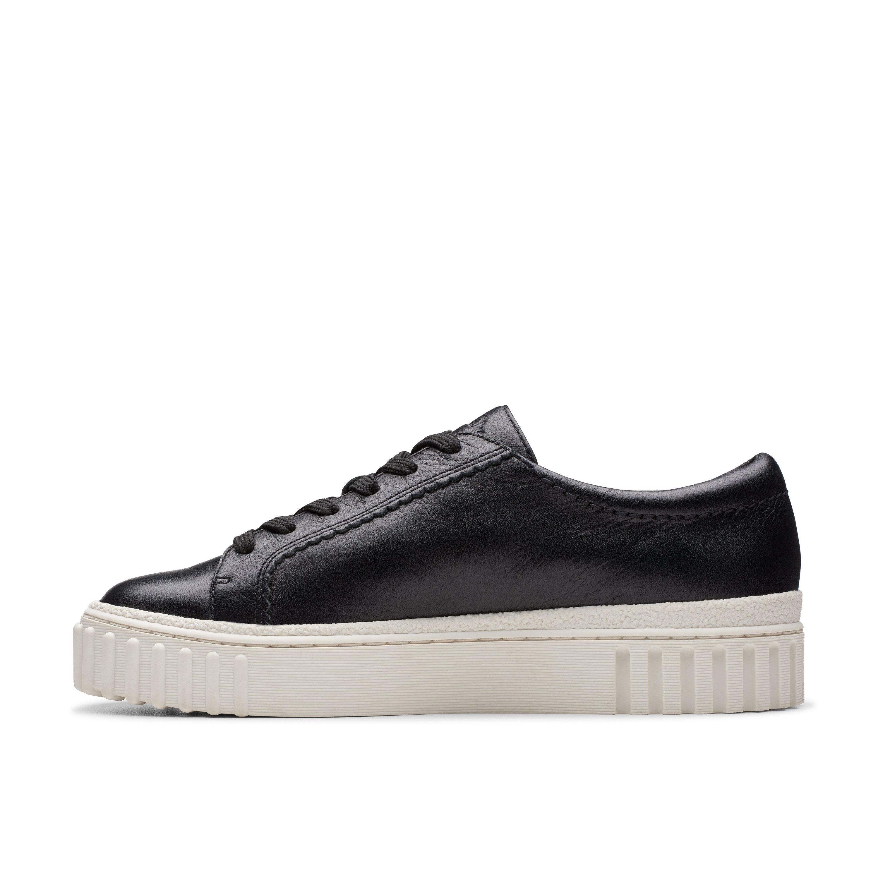 Clarks Mayhill Walk Black Leather Trainers