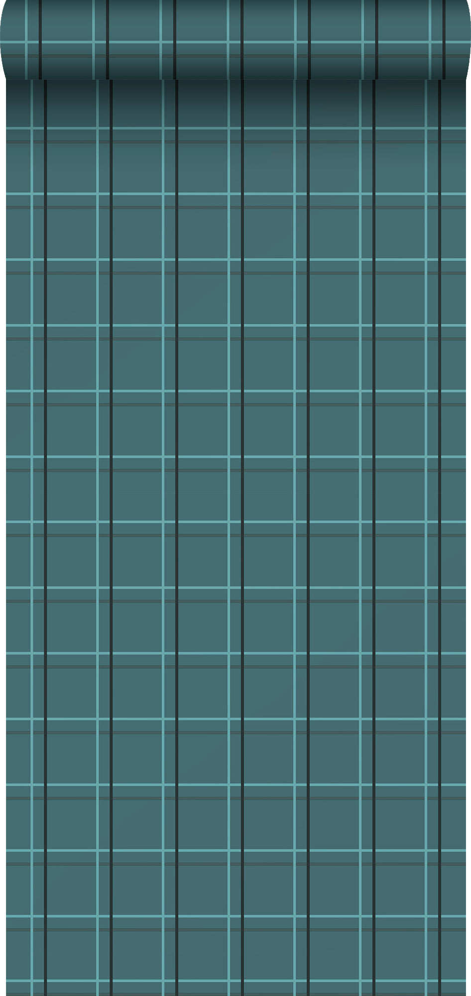 Sanders & Sanders behang ruiten petrolgroen - 53 cm x 10 m - 640357