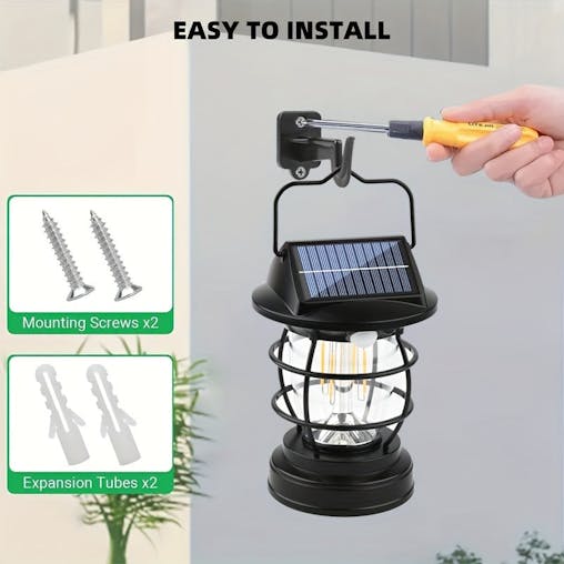 NNETM Black Solar Powered LED Camping Light