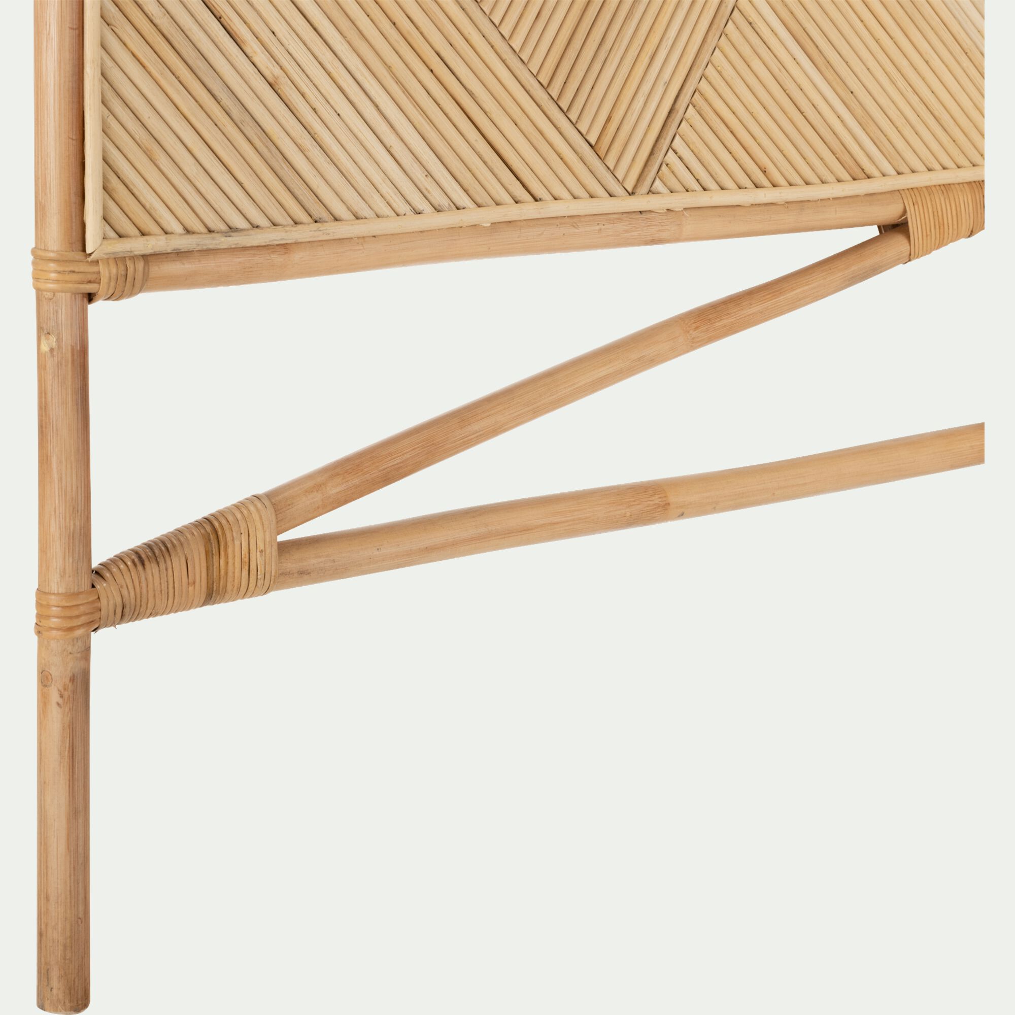 MARIETTA - Tête de lit rectangulaire en rotin 130x170 - bois clair
