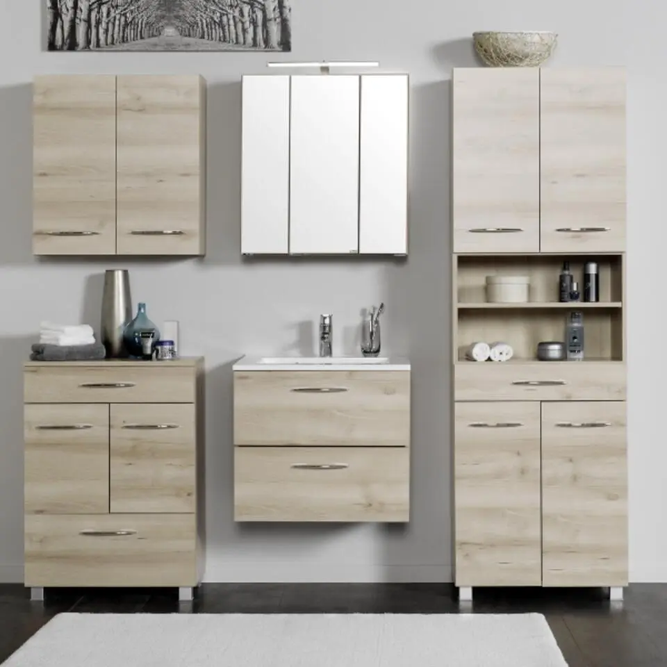 Bijzetkast badkamer Portofino - 60 x 35 x 79 cm - Beech Oak-design