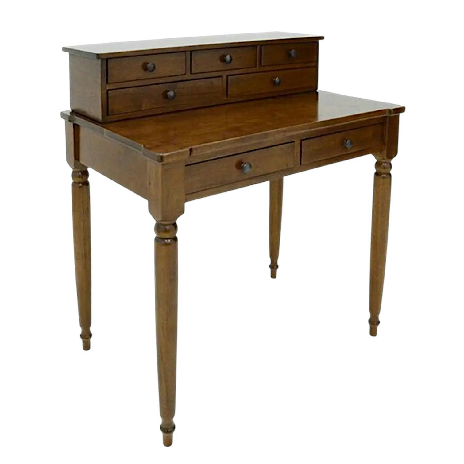 Bureau / Secrétaire Hévéa 7 tiroirs pieds tournés 85x55x95cm TRADITION