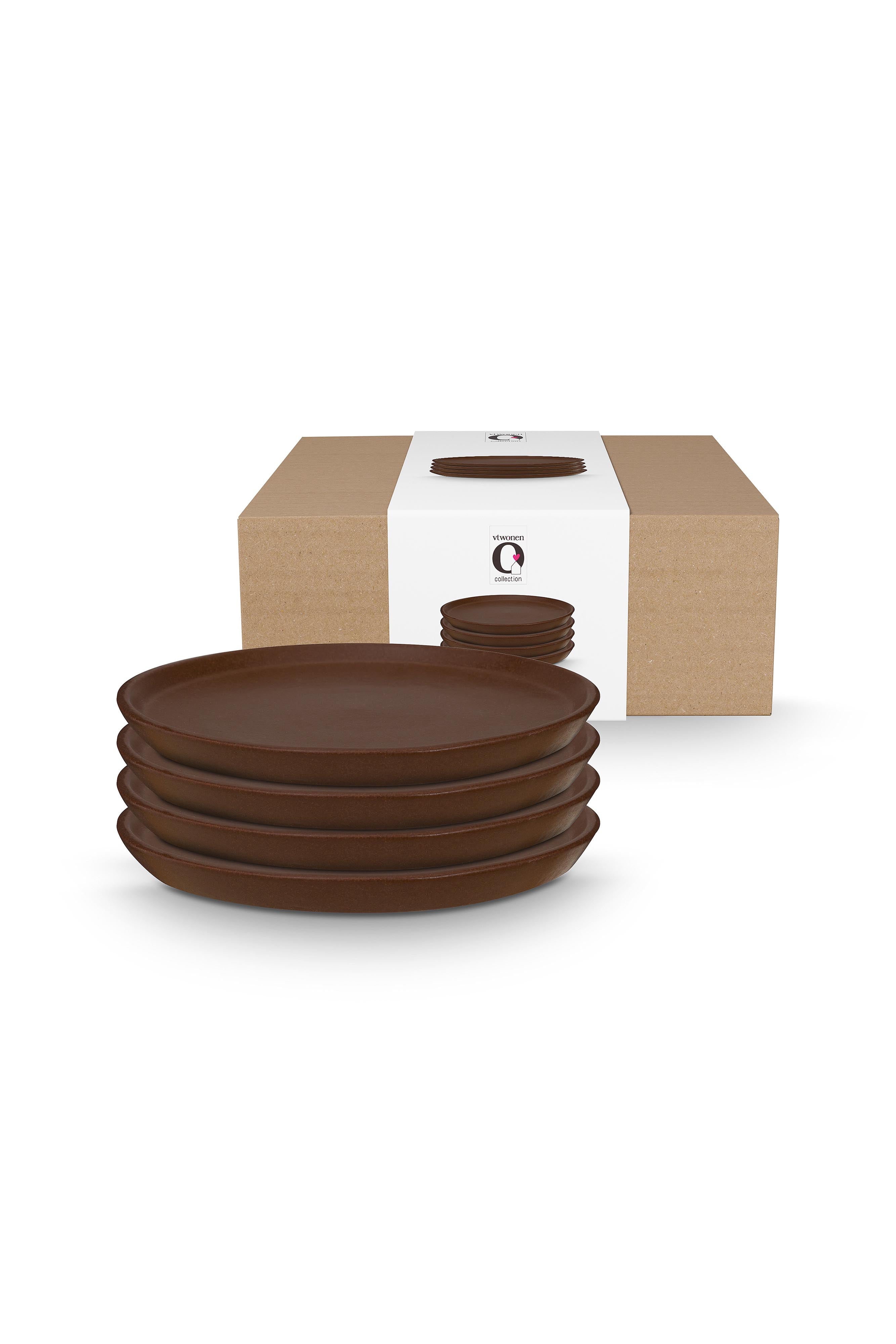 vtwonen - Ontbijtborden - Bruin - Keramiek - 17cm - Serviesset van 4