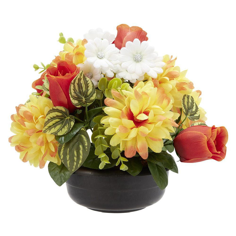 Coupe de fleurs artificielles 22 têtes orange