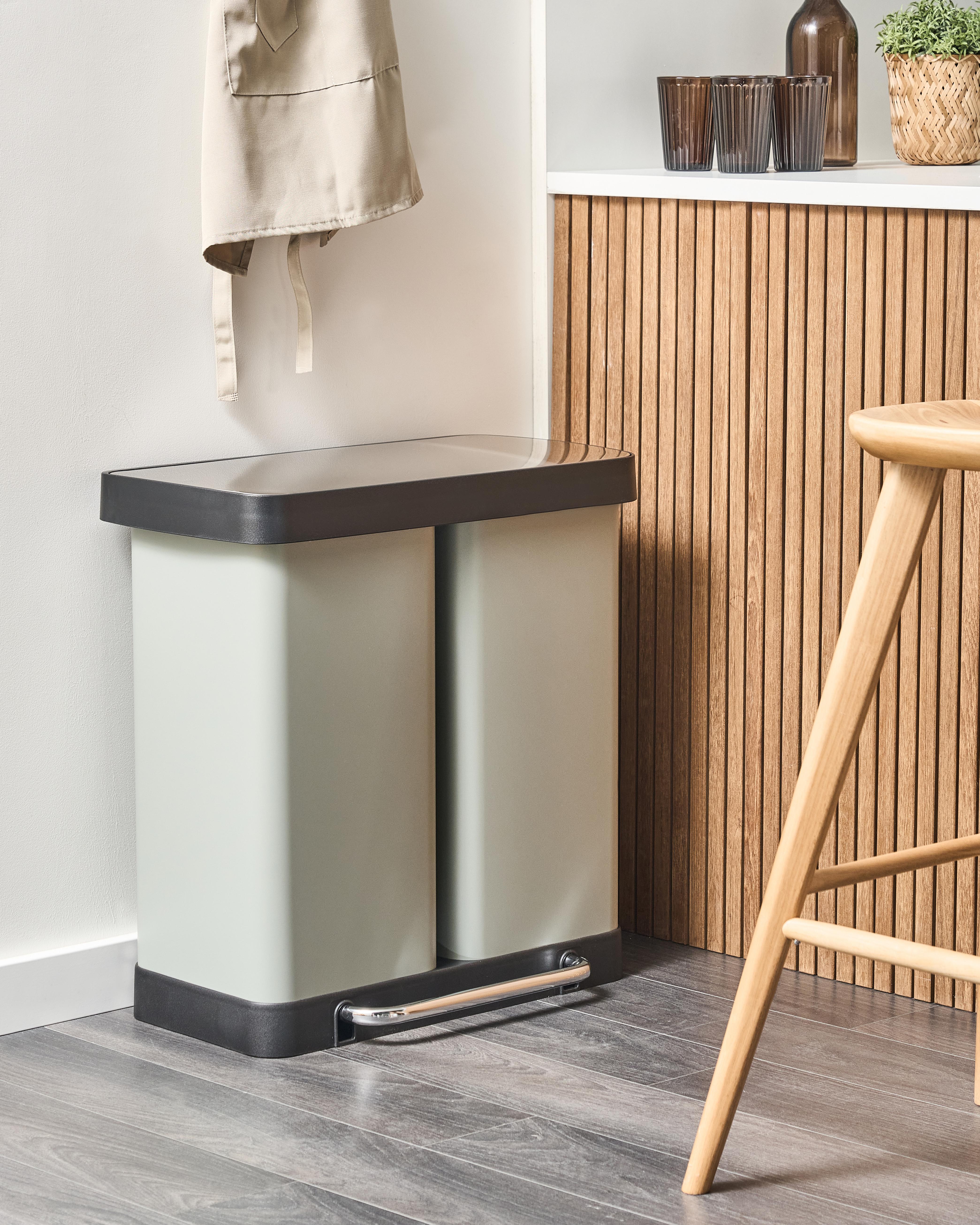 Double Pedal Waste Bin 60 L ECOSORT Metal Light Green