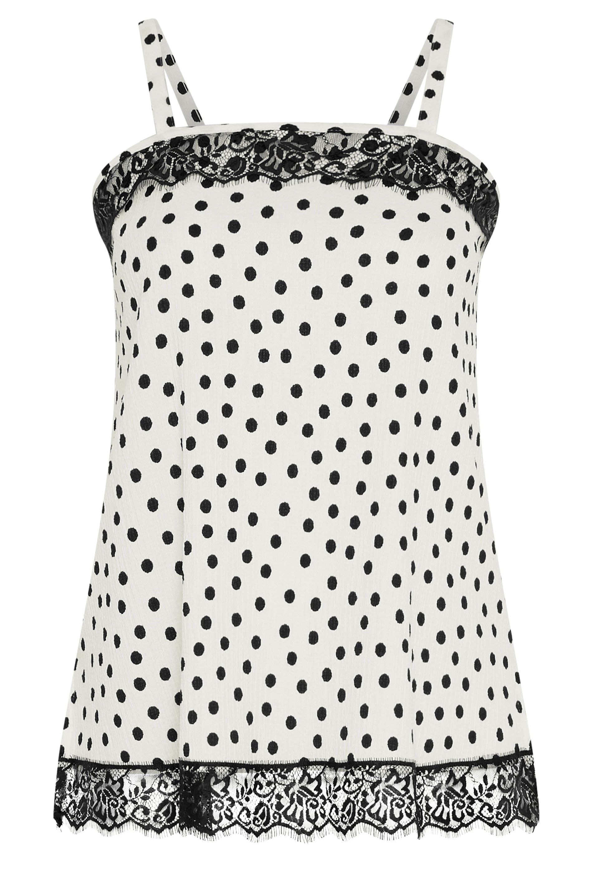 Yours Polka Dot Lace Trim Vest Top