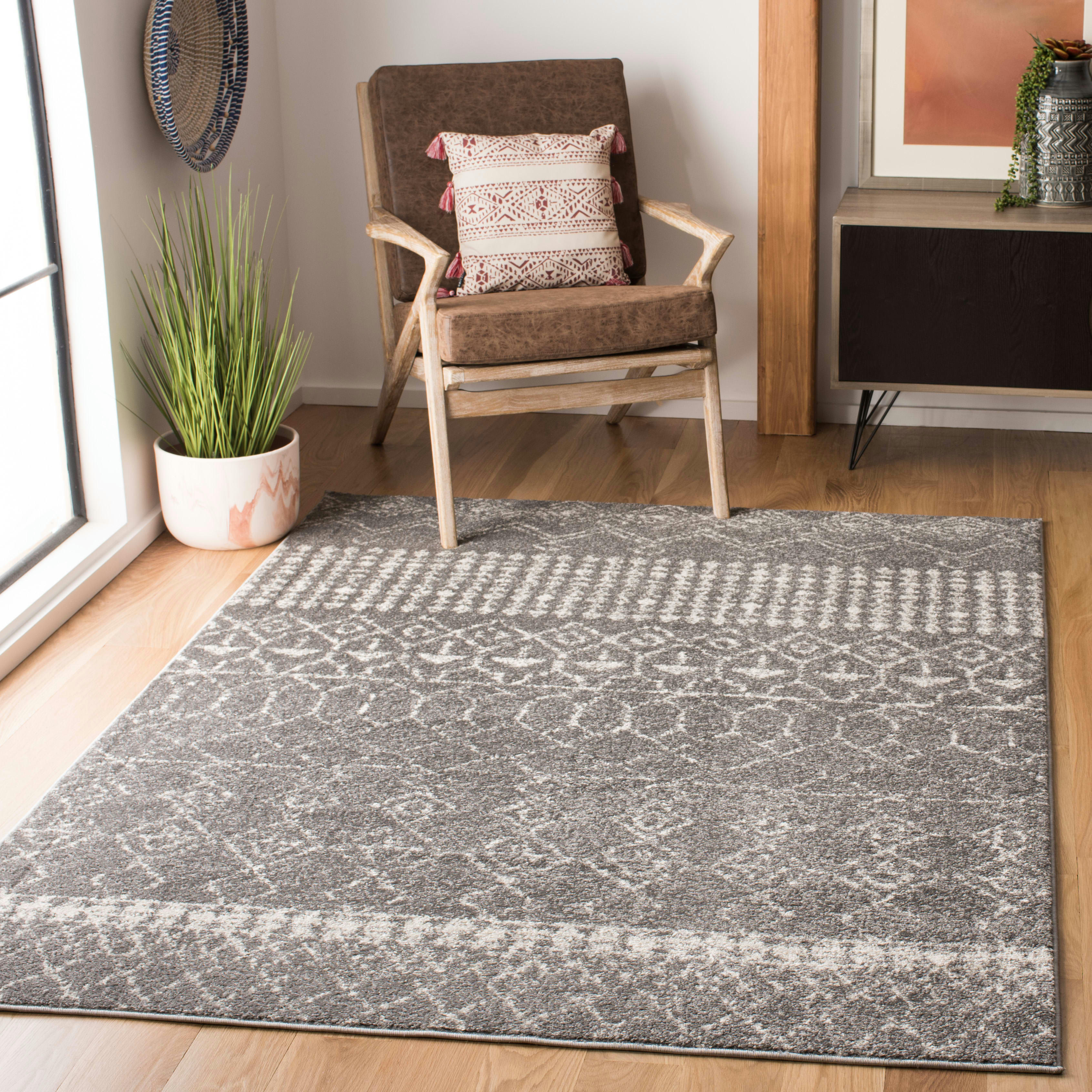 TULUM - Tapis de salon interieur en gris & ivoire, 91 x 152 cm