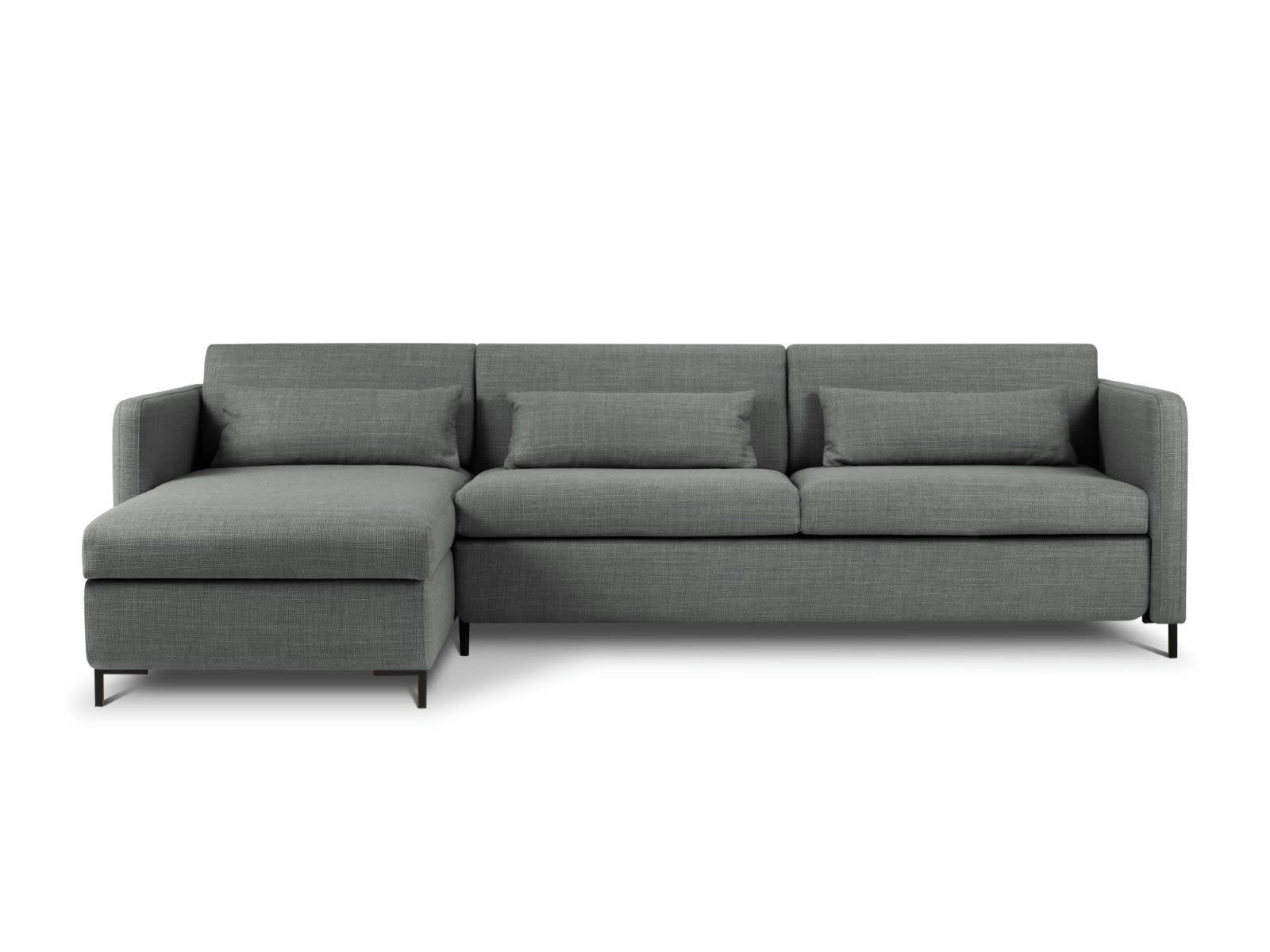 YANIS - Canapé D'Angle Gauche Conv. Coffre 5 places en Tissu Structurel Gris