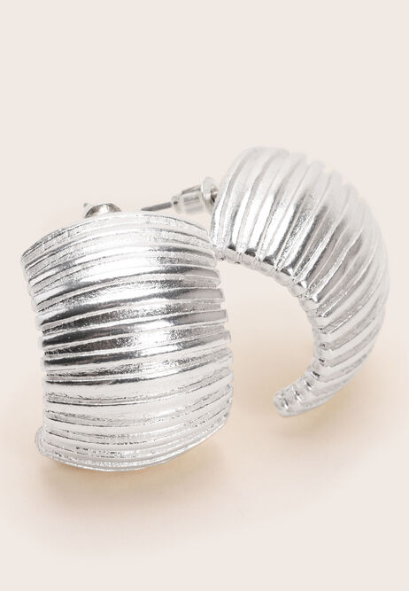 Womens Silver Ridge Half Hoop Earrings
