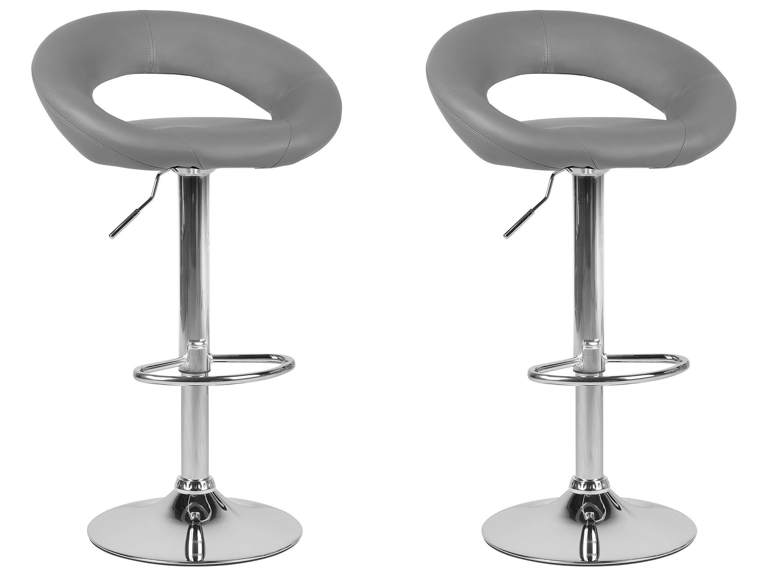 PEORIA - Lot de 2 chaises de bar en cuir PU gris