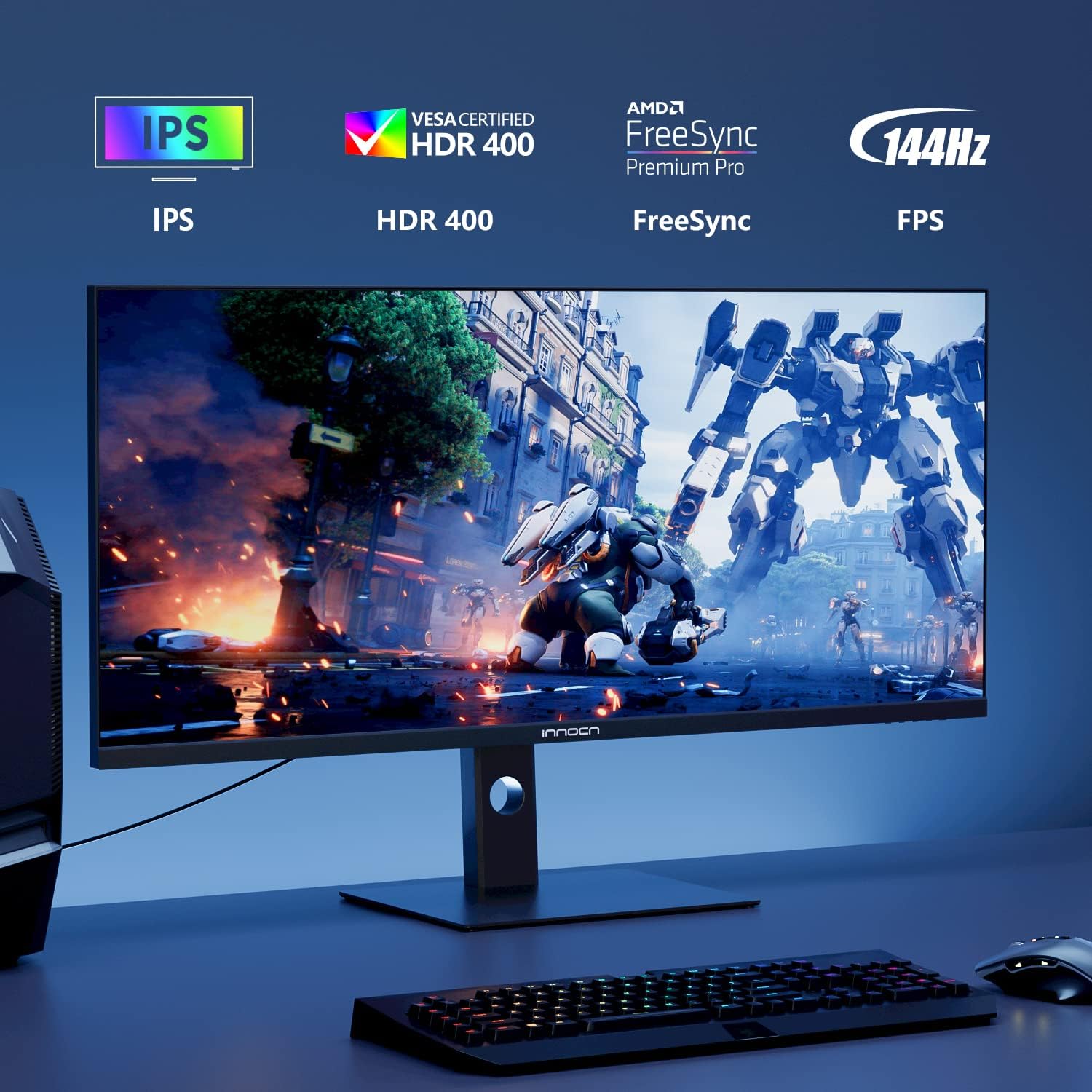 INNOCN 40C1R Ultrawide Monitor 40 WQHD 3440 x 1440p 144Hz FreeSync Premium HDR400 21:9 Computer Display 95% DCI-P3 500Nits IPS USB Type-C HDMI Tilt/Height Adjustable  Mountable