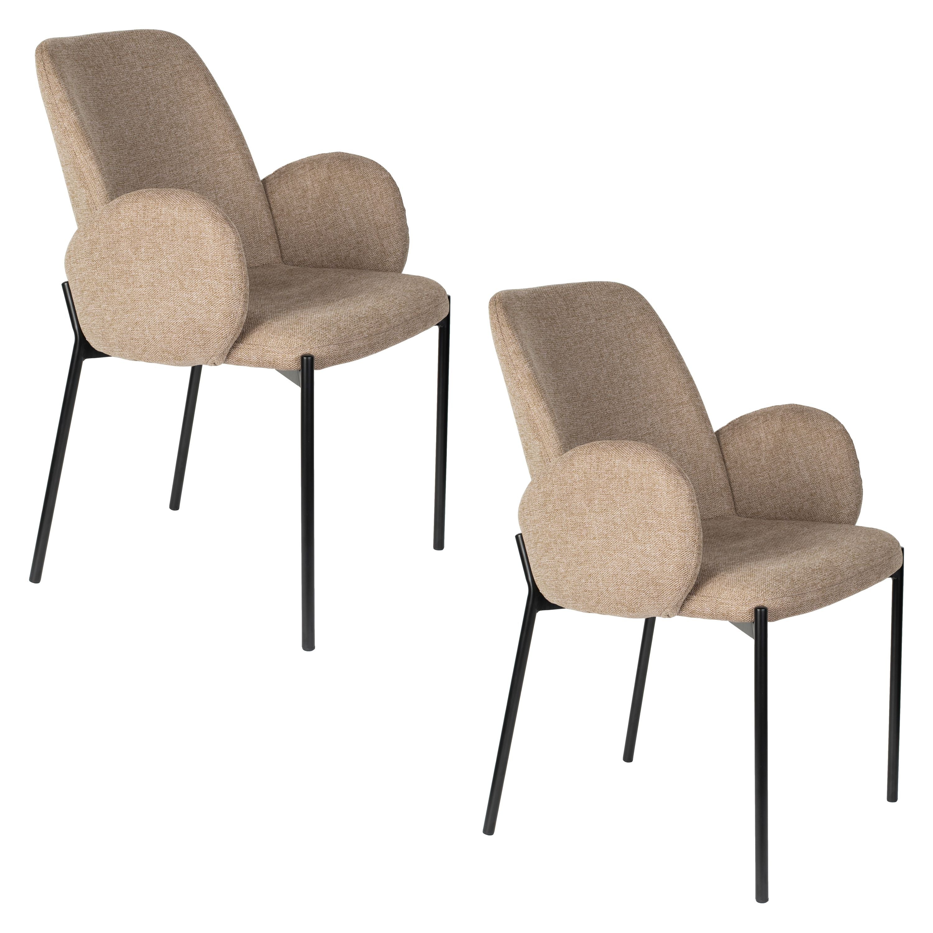 Housecraft Living Tjarda Eetkamerstoelen Armleuning Bruin - Set van 2