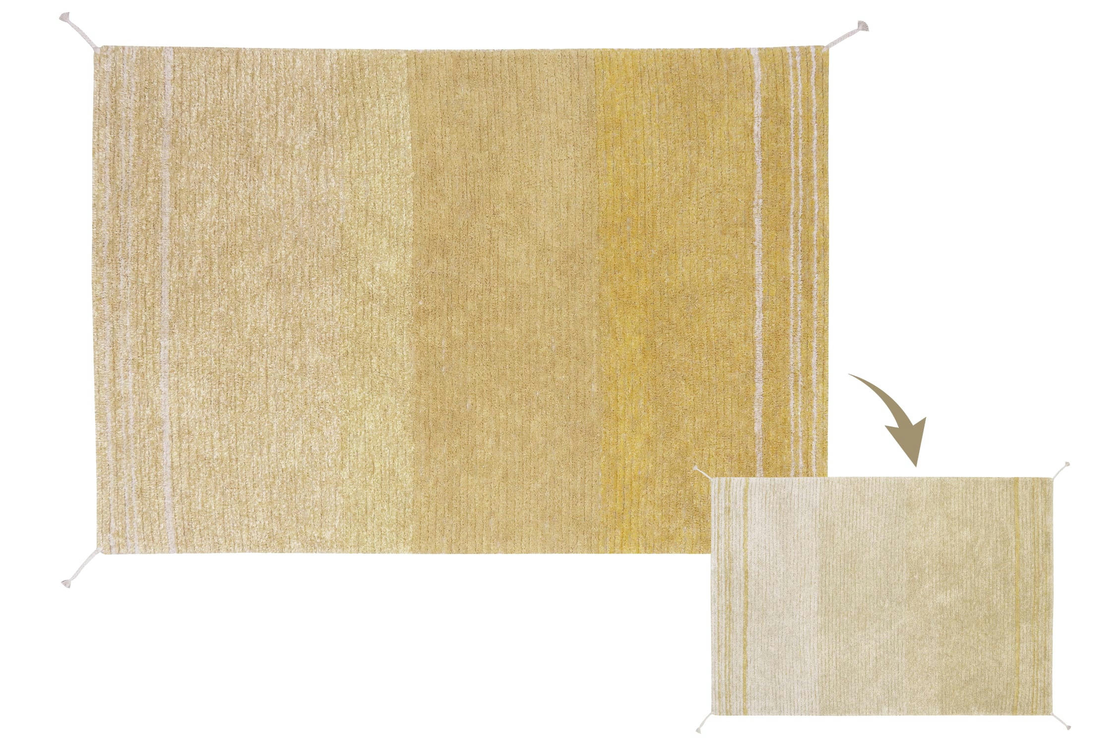 REVERSIBLE - Tapis lavable en coton jaune 170x240