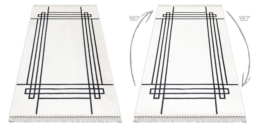 Dywan AMOUR 53096C krem - Ramka, linie nowoczesny, elegancki 78x150 cm