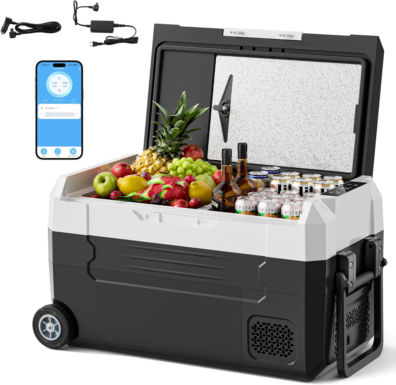 Manastin 12 Volt Refrigerator, 37QT Electric Cooler, Electric Cooler APP Control, Portable Freezer 12V/24V DC 100-240V AC, Car Fridge -4℉~68℉, 12V Cooler for Travel, Camping, Boat