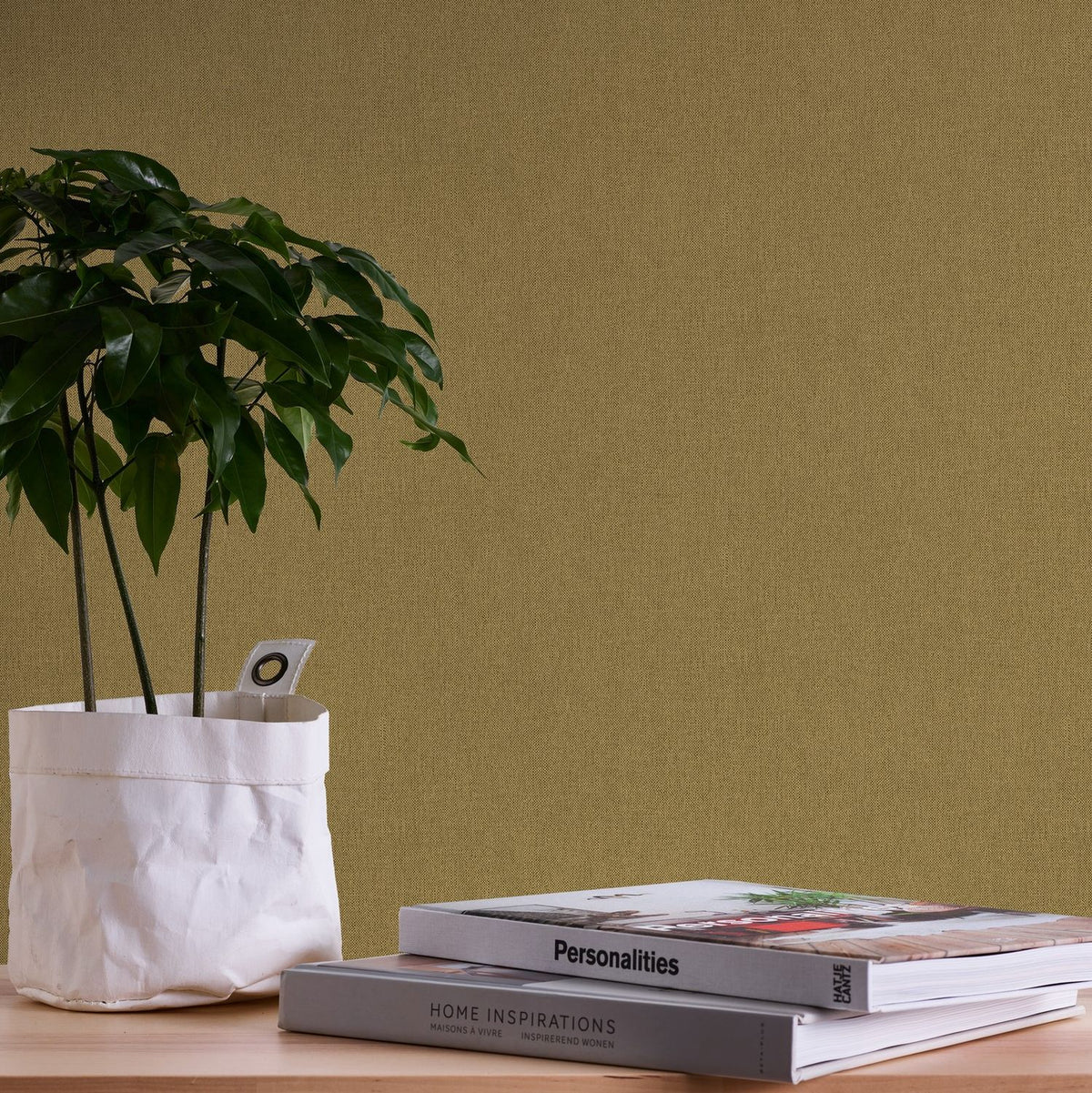 Livingwalls behang effen geel en bruin - 53 cm x 10.05 m - AS-377035