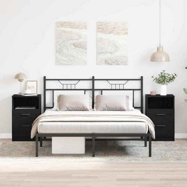 2x Szafka Nocna Czarna Komoda Stolik Półka Nocna Do Sypialni 40 x 35 x 65