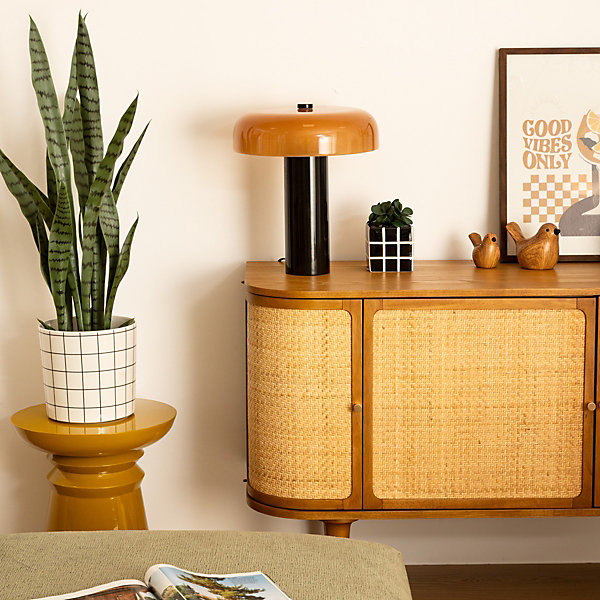 Lampe cylindrique Jody verre ambre H37cm - Atmosphera