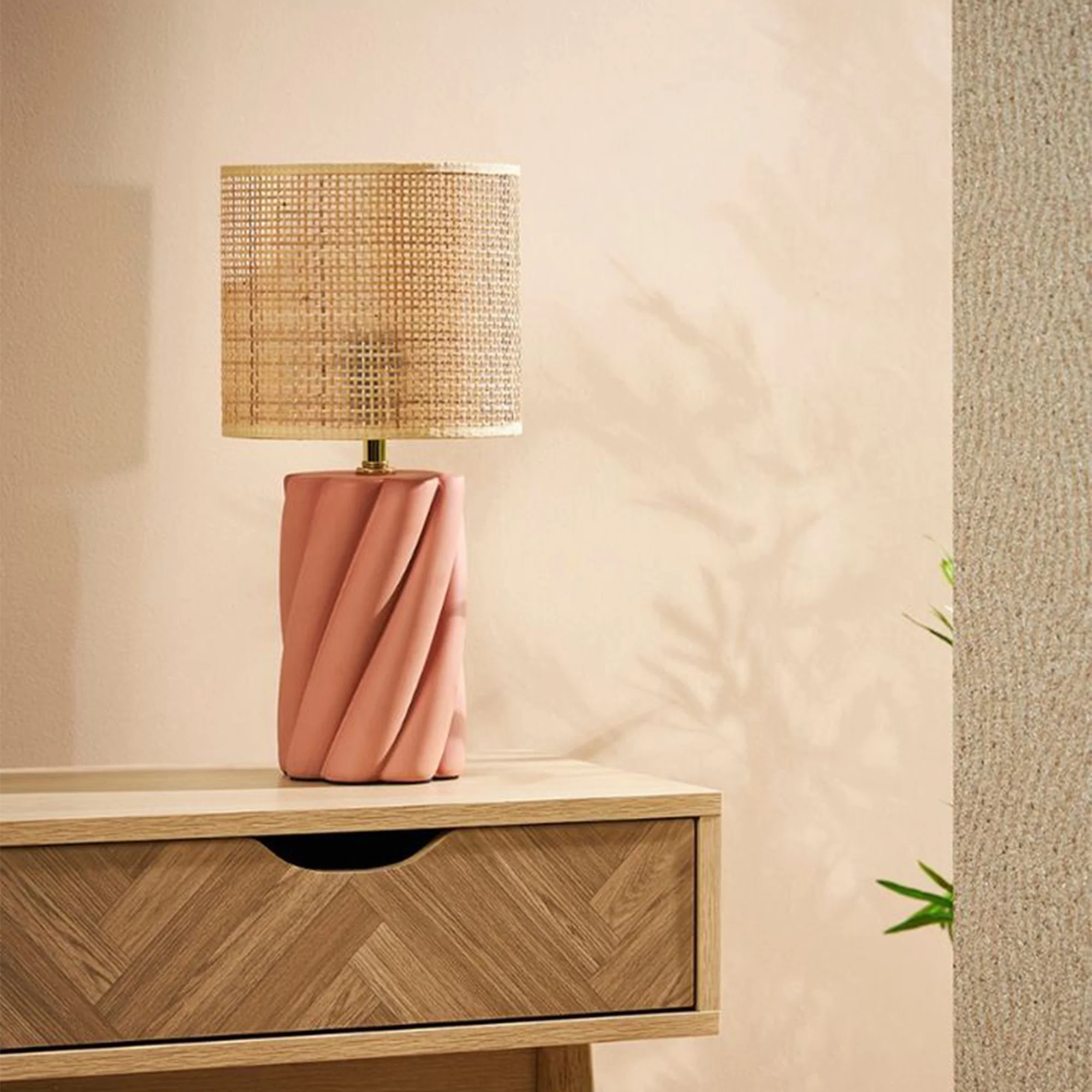 Ostaria Lampe à poser TWIST coloris terracotta 43 x 20 cm