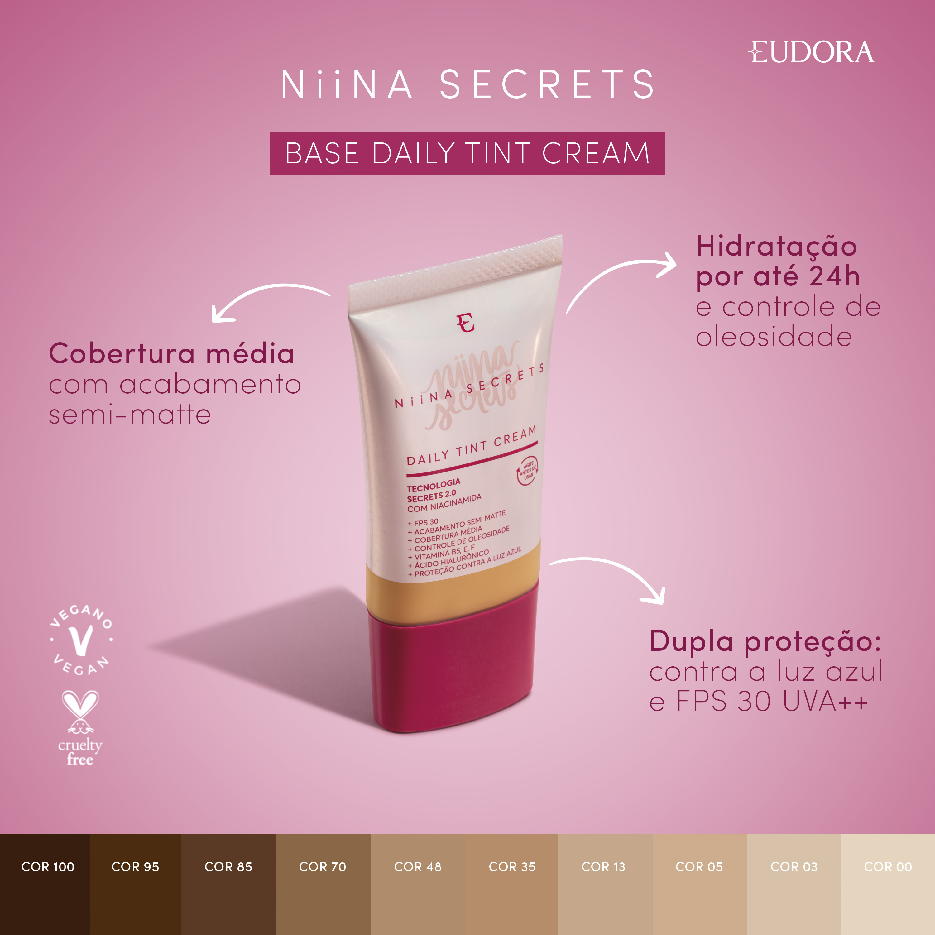 Base Líquida Daily Tint Cream Niina Secrets Cor 03 25ml