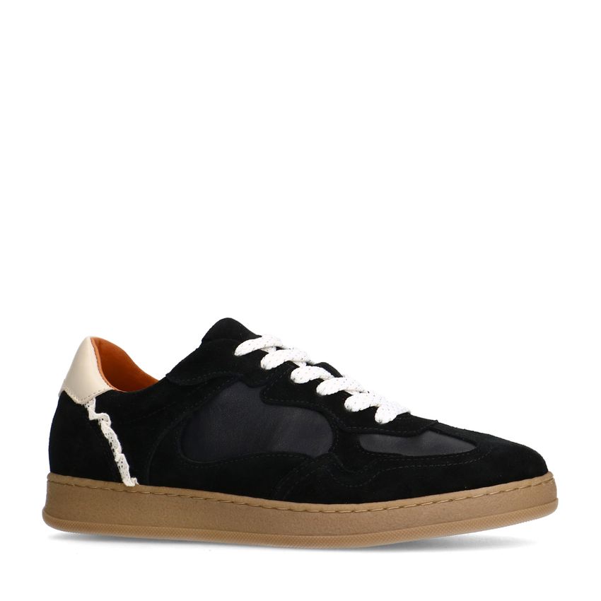 Manfield Zwarte suède sneakers
