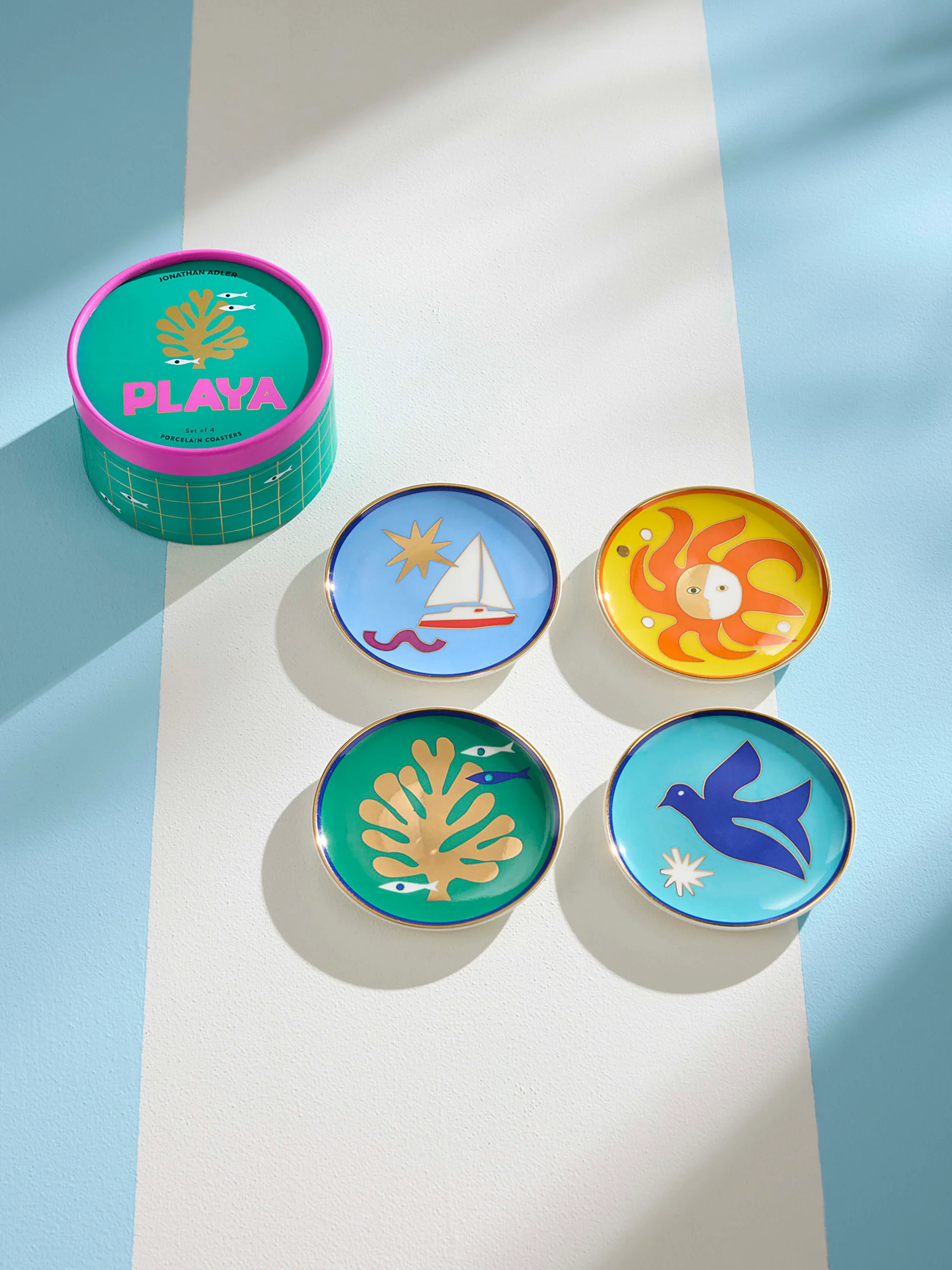 Porzellan-Untersetzer Playa, 4er-Set