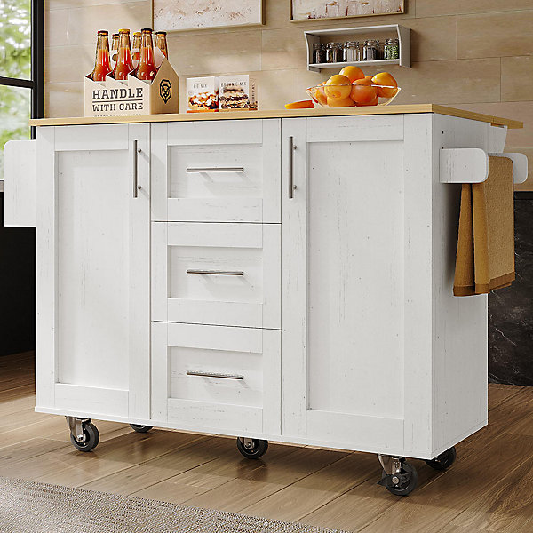 Îlot Cuisine Rangement Snacks Armoires Roulettes Blanc Blackcolors