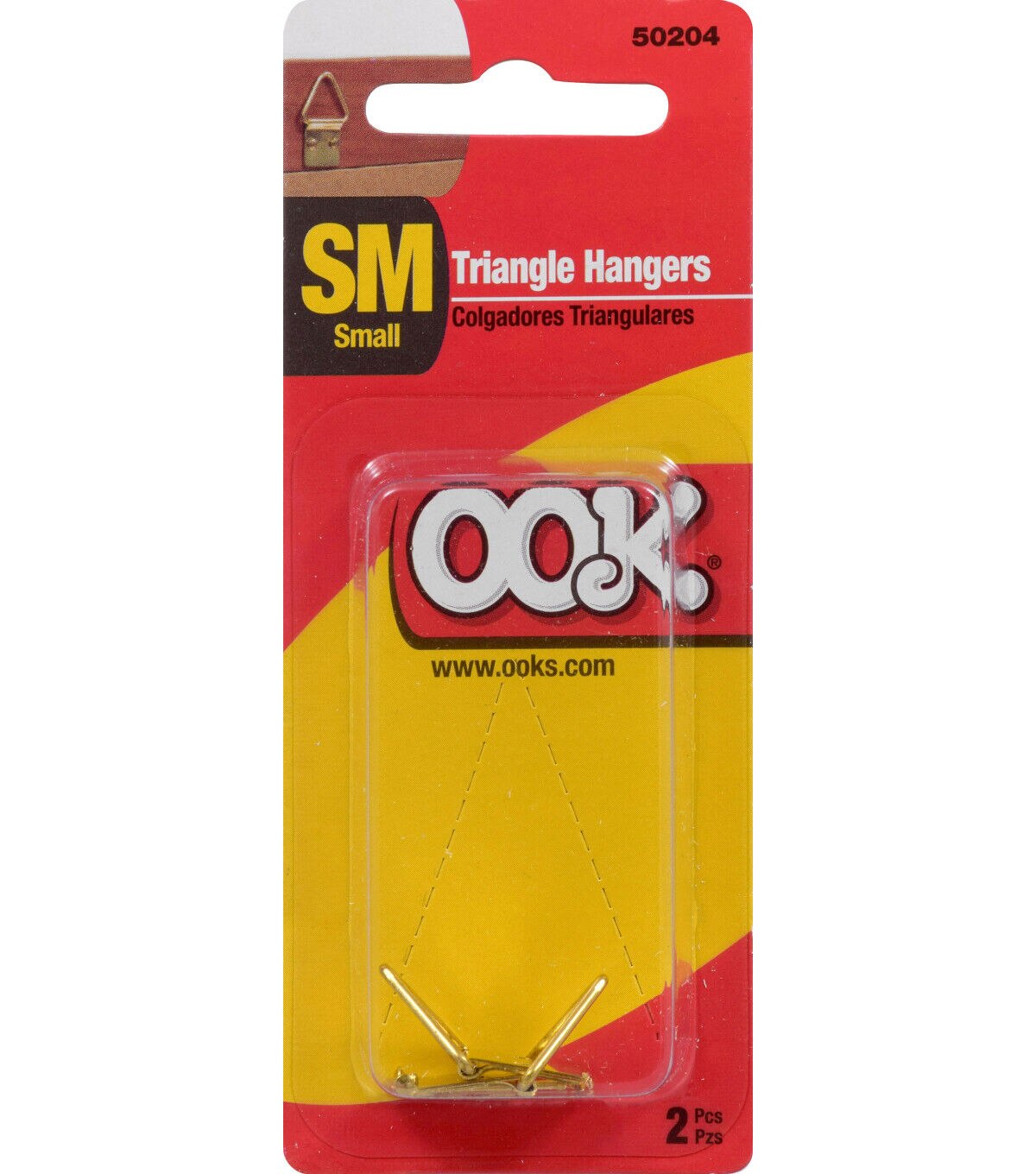 Ook 2pc Small Brass Triangle Ring Hangers