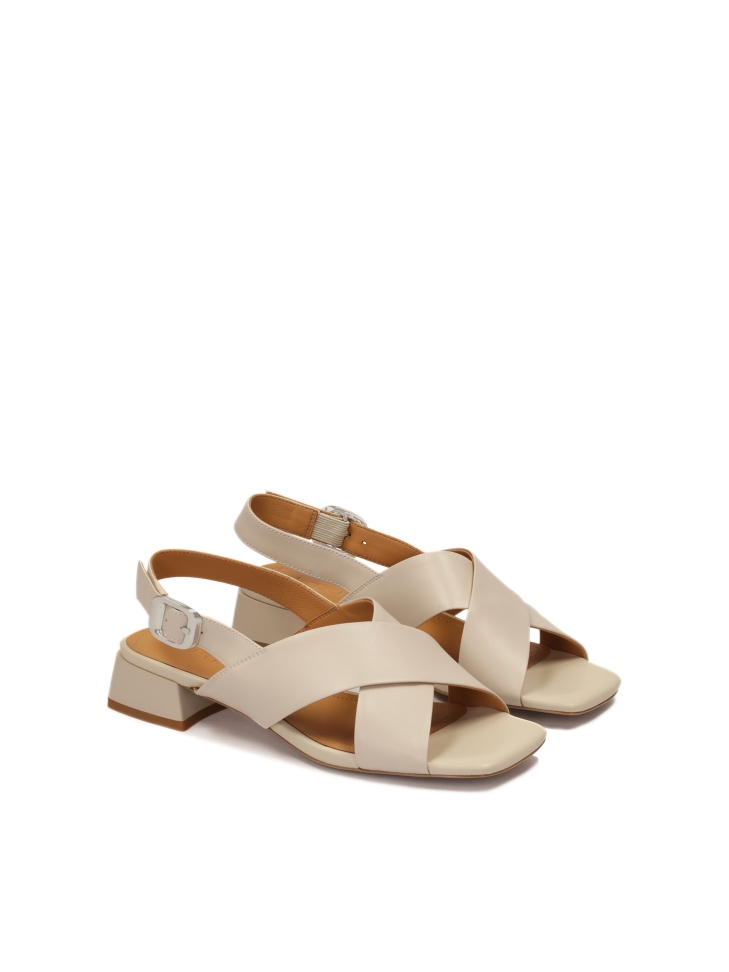 Leather sandals on a low heel