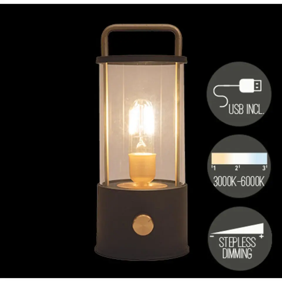 Anna Collection Camping tafellamp - zwart - binnen en buiten