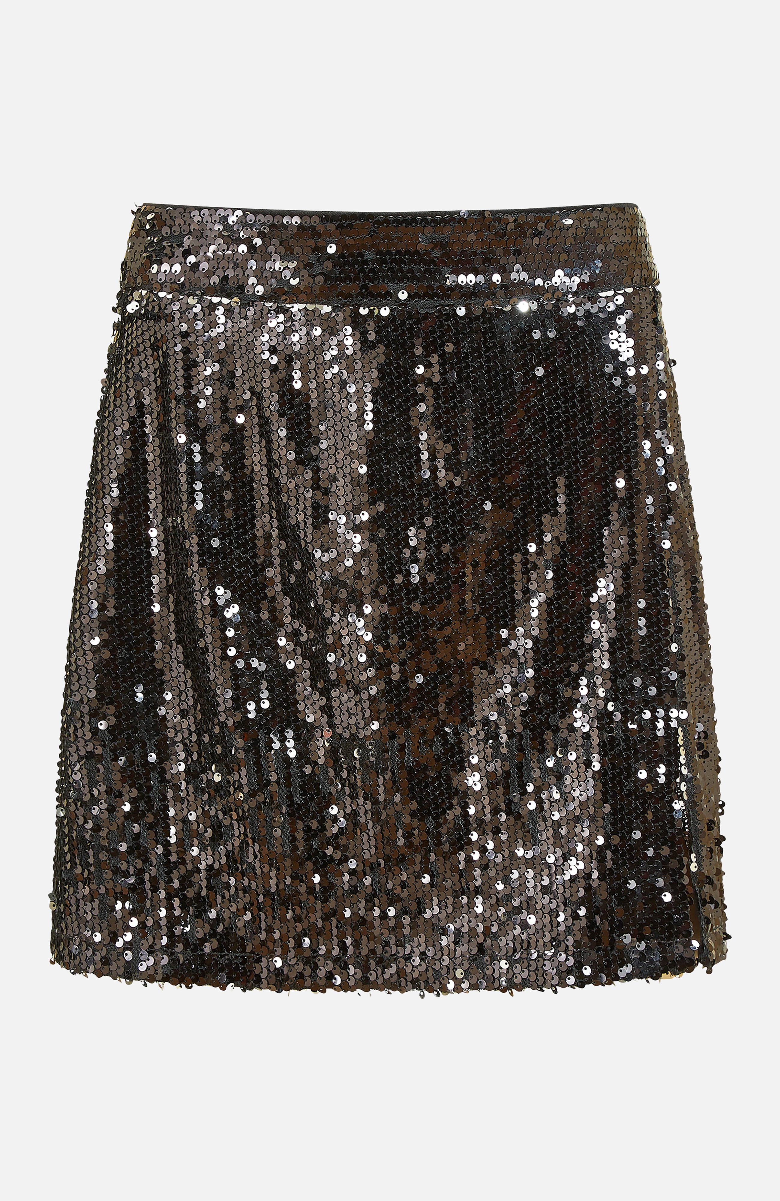 Yumi Black Sequin Mini Skirt