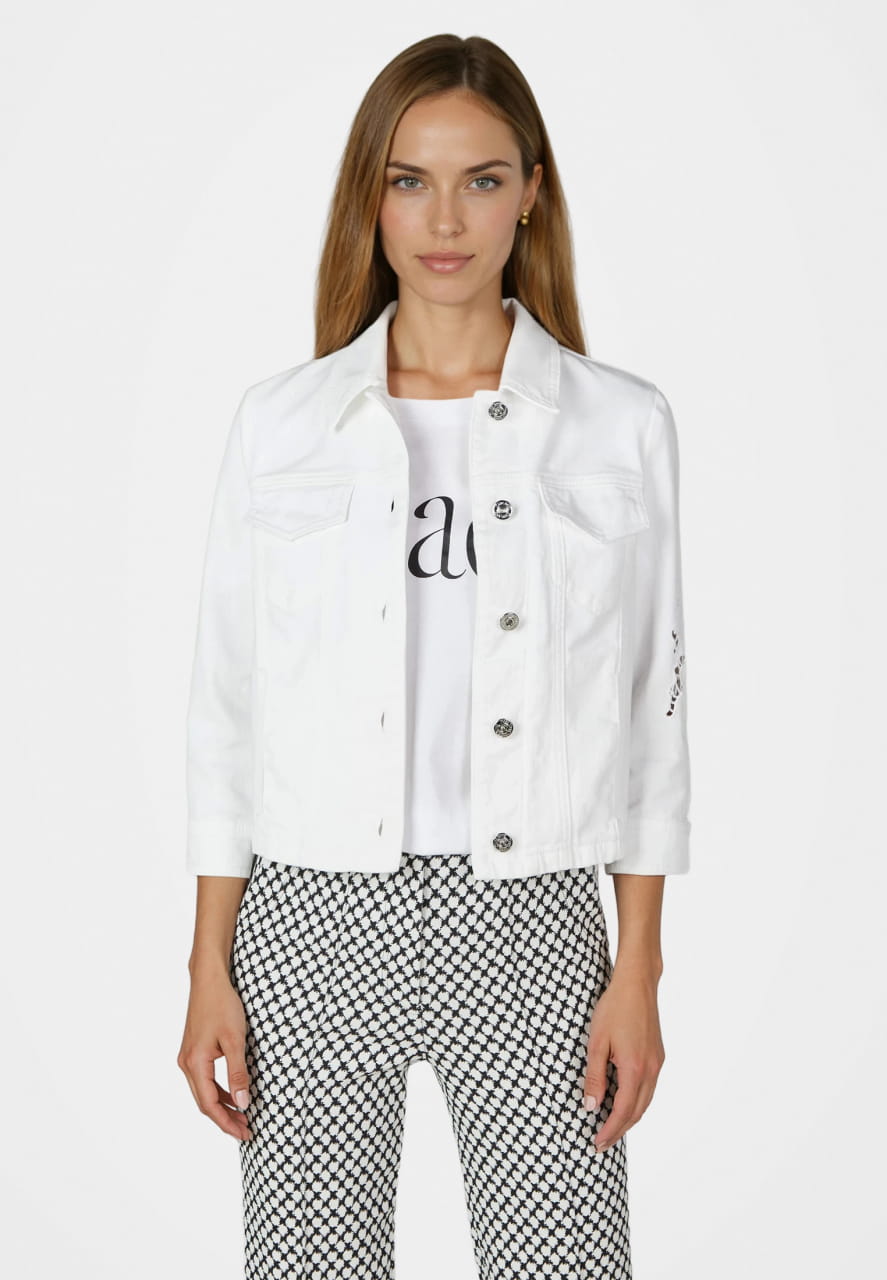 Jeansjacke mit Lochstockerei