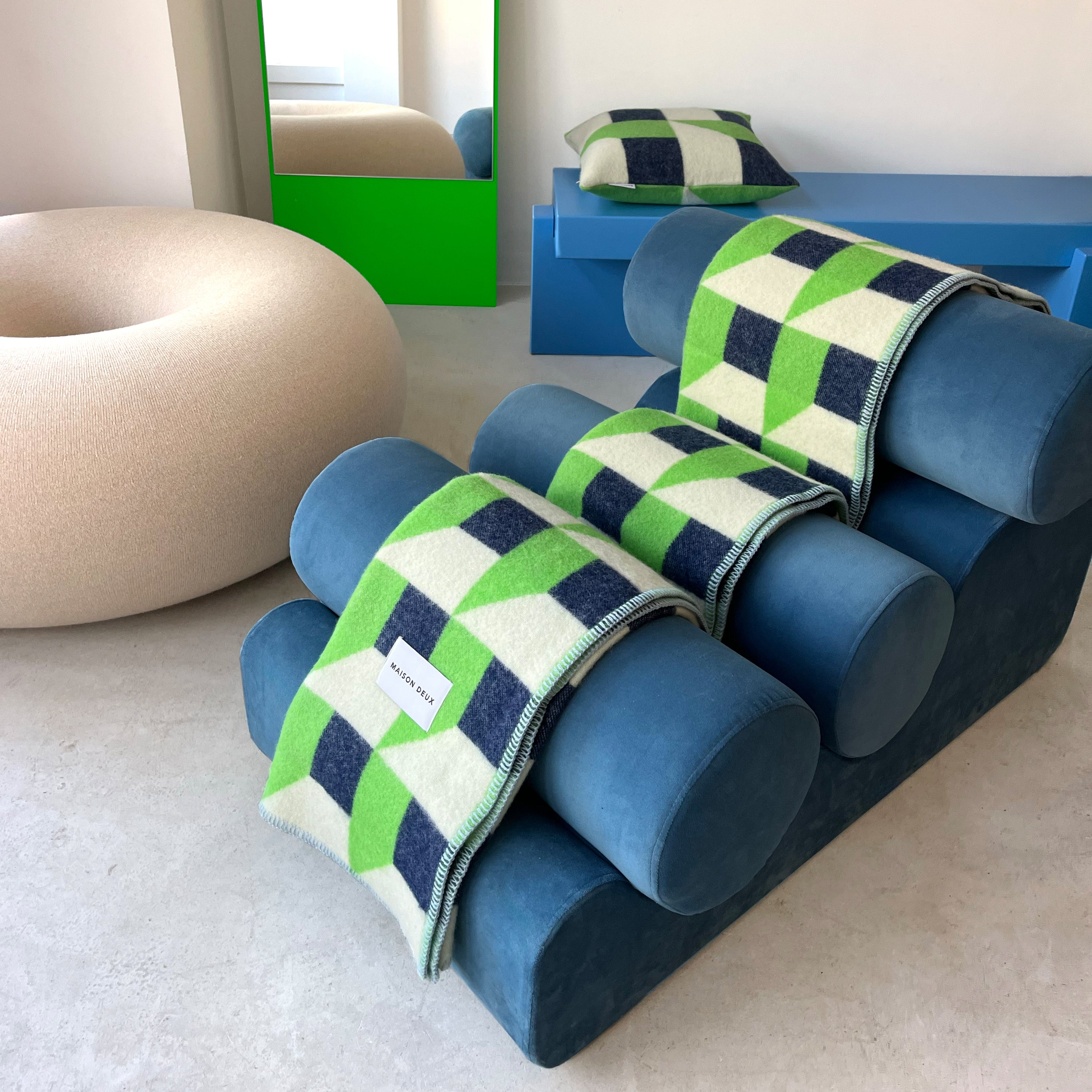 Maison Deux Cubics Plaid - Appel Navy