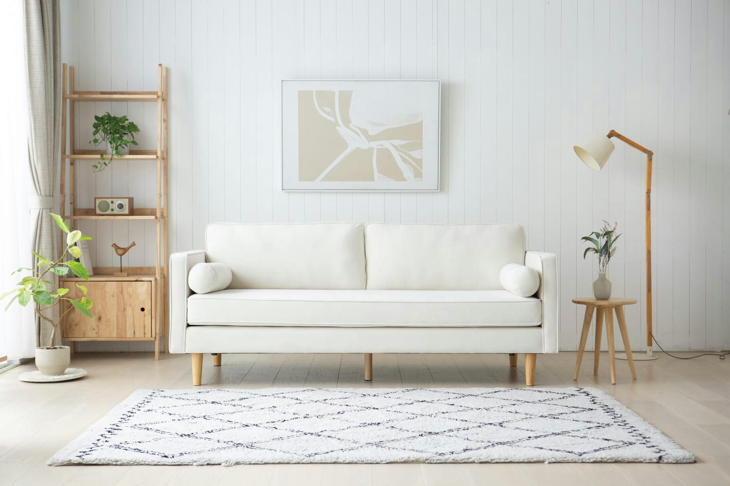 STAN - Canapé 3 places design en velours beige